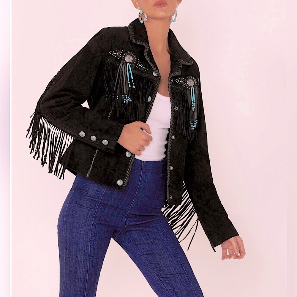 SCULLY WOMEN'S FRINGE & BEADED SUEDE JACKET